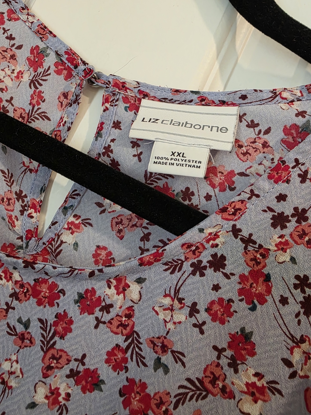 Liz Claiborne Light Blue Floral Ruffle Sleeve Top - Picture 3 of 6